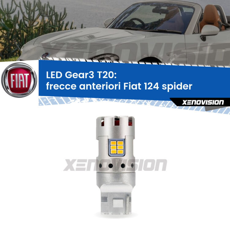 <strong>Frecce Anteriori LED no-spie per Fiat 124 spider</strong>  2016 in poi. Lampada <strong>T20</strong> modello Gear3 no Hyperflash, raffreddata a ventola.