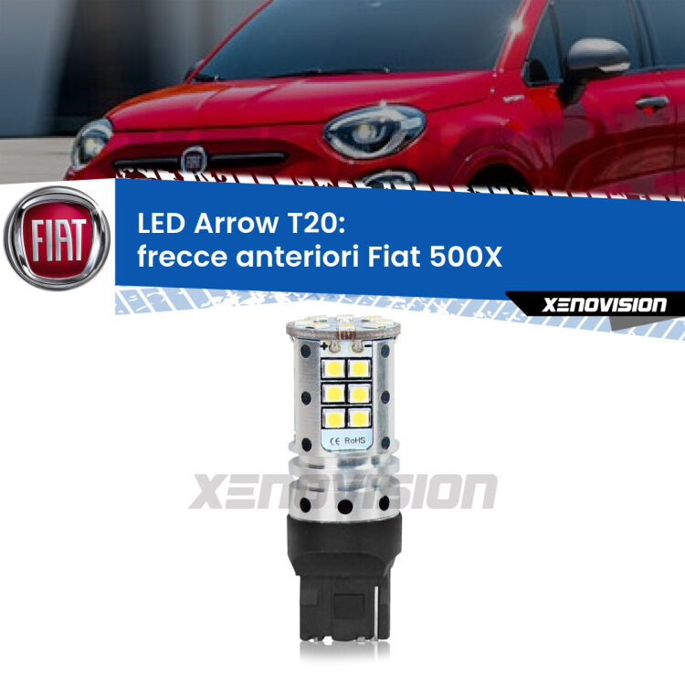 <strong>Frecce Anteriori LED no-spie per Fiat 500X</strong>  restyling. Lampada <strong>T20</strong> no Hyperflash modello Arrow.