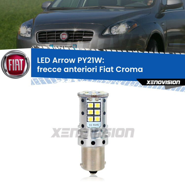<strong>Frecce Anteriori LED no-spie per Fiat Croma</strong>  2005 - 2010. Lampada <strong>PY21W</strong> modello top di gamma Arrow.