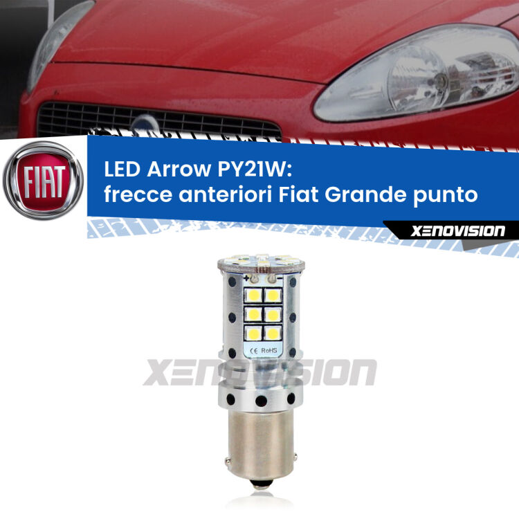 <strong>Frecce Anteriori LED no-spie per Fiat Grande punto</strong>  2005 - 2018. Lampada <strong>PY21W</strong> modello top di gamma Arrow.