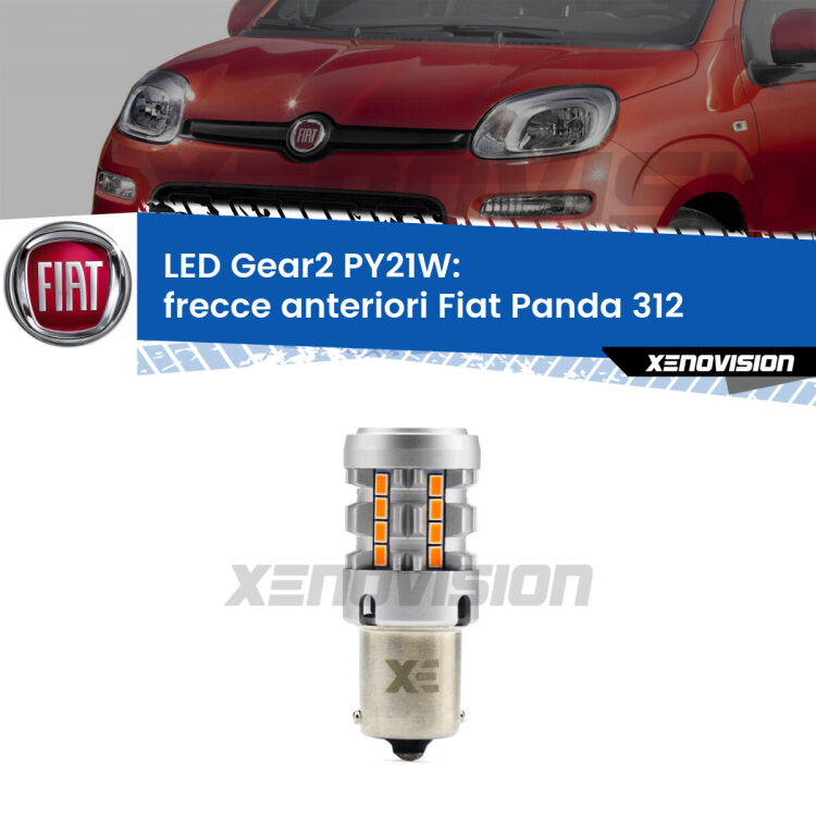 <strong>Frecce Anteriori LED no-spie per Fiat Panda</strong> 312 2012 in poi. Lampada <strong>PY21W</strong> modello Gear2 no Hyperflash.