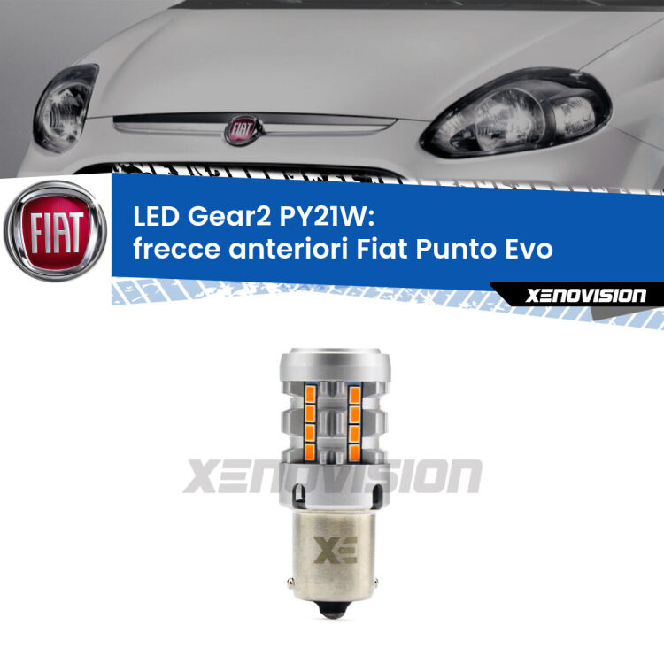 <strong>Frecce Anteriori LED no-spie per Fiat Punto Evo</strong>  2009 - 2015. Lampada <strong>PY21W</strong> modello Gear2 no Hyperflash.