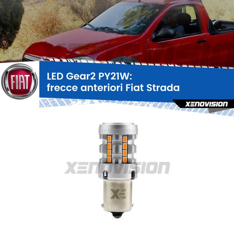 <strong>Frecce Anteriori LED no-spie per Fiat Strada</strong>  1999 - 2021. Lampada <strong>PY21W</strong> modello Gear2 no Hyperflash.