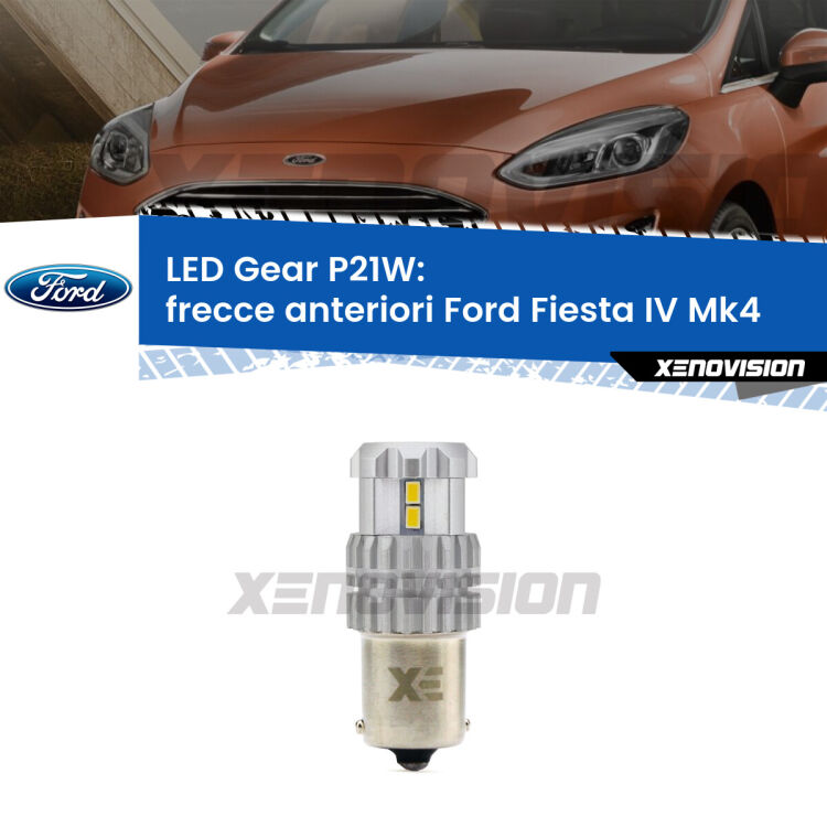 <strong>LED P21W per </strong><strong>Frecce Anteriori Ford Fiesta IV (Mk4) 1999 - 2002</strong><strong>. </strong>Richiede resistenze per eliminare lampeggio rapido, 3x più luce, compatta. Top Quality.

<strong>Frecce Anteriori LED per Ford Fiesta IV</strong> Mk4 1999 - 2002. Lampada <strong>P21W</strong>. Usa delle resistenze per eliminare lampeggio rapido.