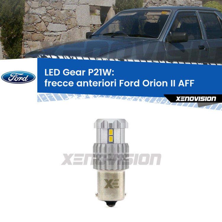<strong>LED P21W per </strong><strong>Frecce Anteriori Ford Orion II (AFF) 1985 - 1990</strong><strong>. </strong>Richiede resistenze per eliminare lampeggio rapido, 3x più luce, compatta. Top Quality.

<strong>Frecce Anteriori LED per Ford Orion II</strong> AFF 1985 - 1990. Lampada <strong>P21W</strong>. Usa delle resistenze per eliminare lampeggio rapido.