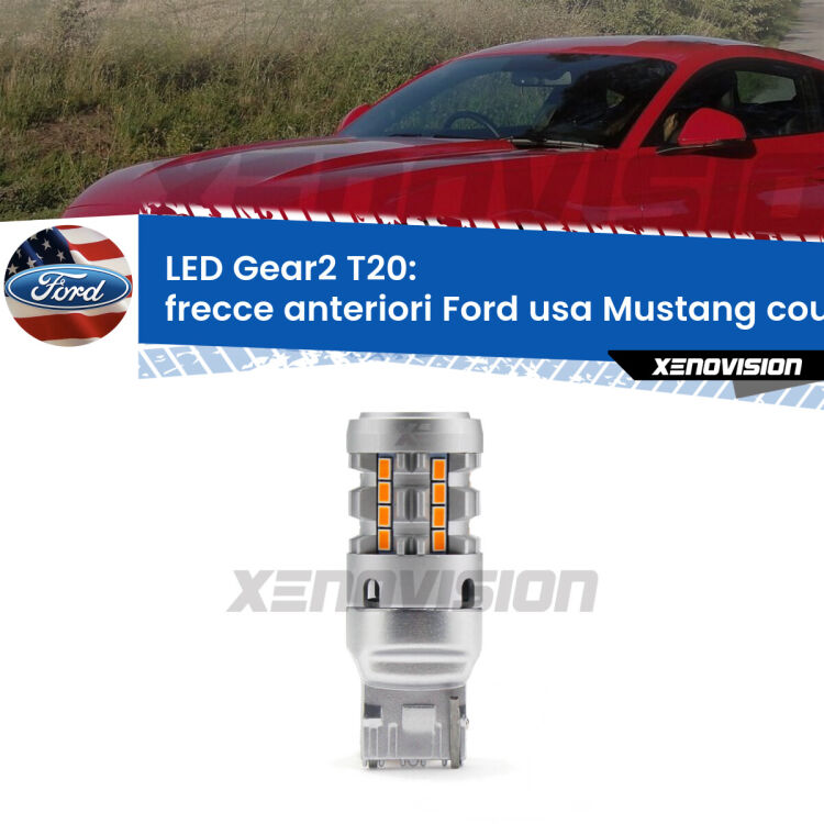 <strong>Frecce Anteriori LED no-spie per Ford usa Mustang coupe</strong>  2014 - 2016. Lampada <strong>T20</strong> modello Gear2 no Hyperflash.