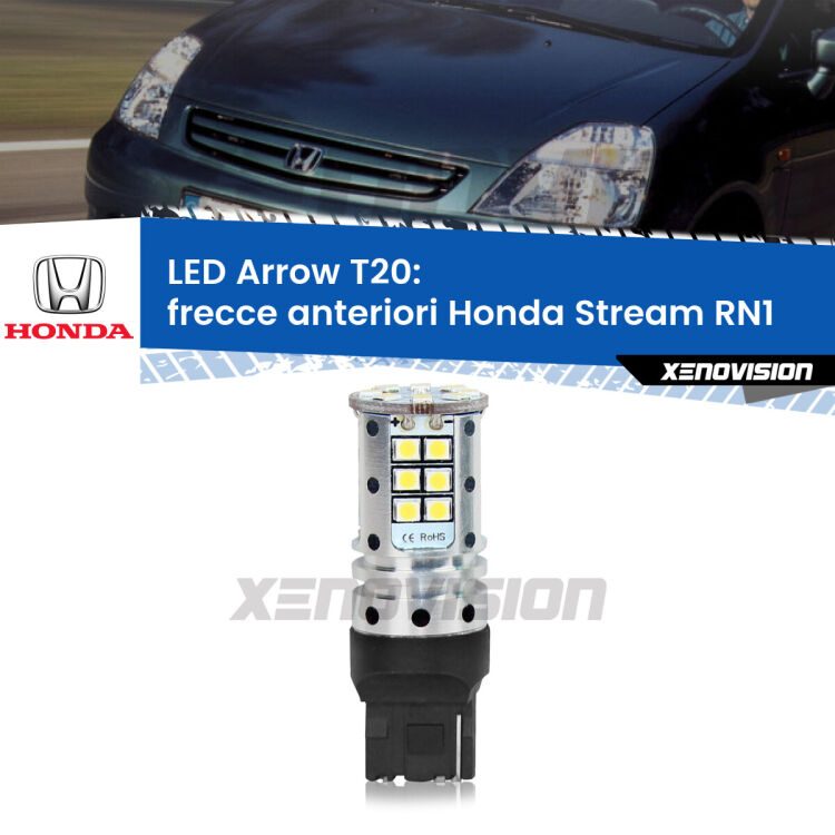 <strong>Frecce Anteriori LED no-spie per Honda Stream</strong> RN1 2001 - 2006. Lampada <strong>T20</strong> no Hyperflash modello Arrow.