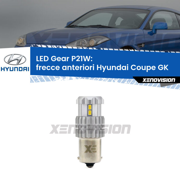 <strong>LED P21W per </strong><strong>Frecce Anteriori Hyundai Coupe (GK) prima serie</strong><strong>. </strong>Richiede resistenze per eliminare lampeggio rapido, 3x più luce, compatta. Top Quality.

<strong>Frecce Anteriori LED per Hyundai Coupe</strong> GK prima serie. Lampada <strong>P21W</strong>. Usa delle resistenze per eliminare lampeggio rapido.