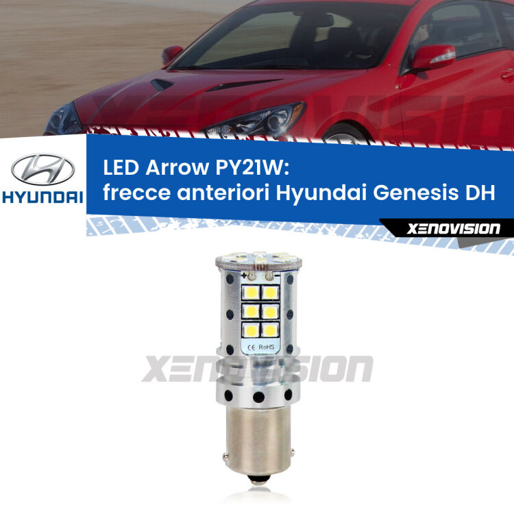 <strong>Frecce Anteriori LED no-spie per Hyundai Genesis</strong> DH 2014 in poi. Lampada <strong>PY21W</strong> modello top di gamma Arrow.