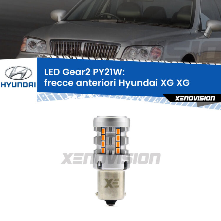 <strong>Frecce Anteriori LED no-spie per Hyundai XG</strong> XG faro bianco. Lampada <strong>PY21W</strong> modello Gear2 no Hyperflash.