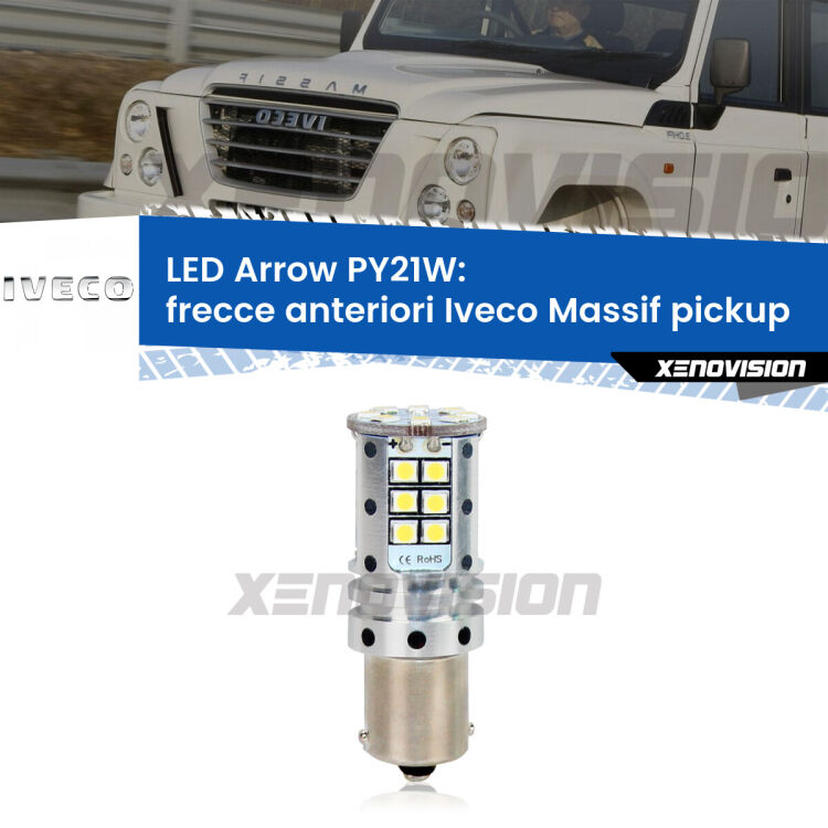 <strong>Frecce Anteriori LED no-spie per Iveco Massif pickup</strong>  2008 - 2011. Lampada <strong>PY21W</strong> modello top di gamma Arrow.