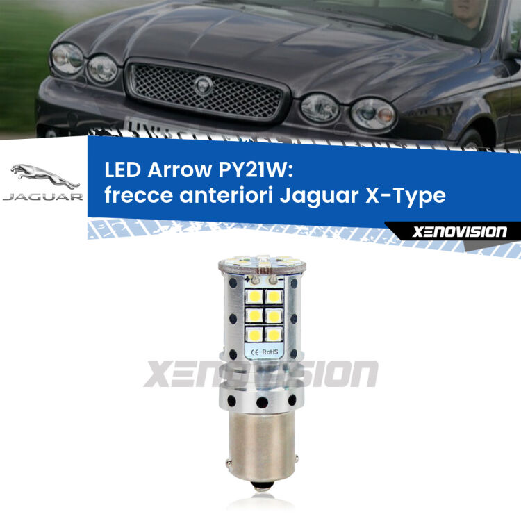 <strong>Frecce Anteriori LED no-spie per Jaguar X-Type</strong>  2001 - 2009. Lampada <strong>PY21W</strong> modello top di gamma Arrow.