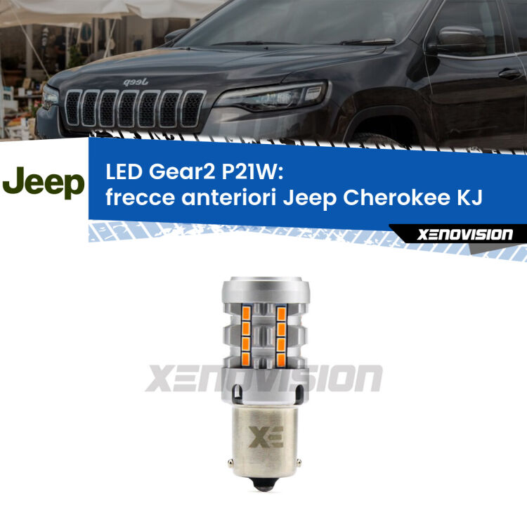 <strong>Frecce Anteriori LED no-spie per Jeep Cherokee</strong> KJ 2002 - 2007. Lampada <strong>P21W</strong> modello Gear2 no Hyperflash.