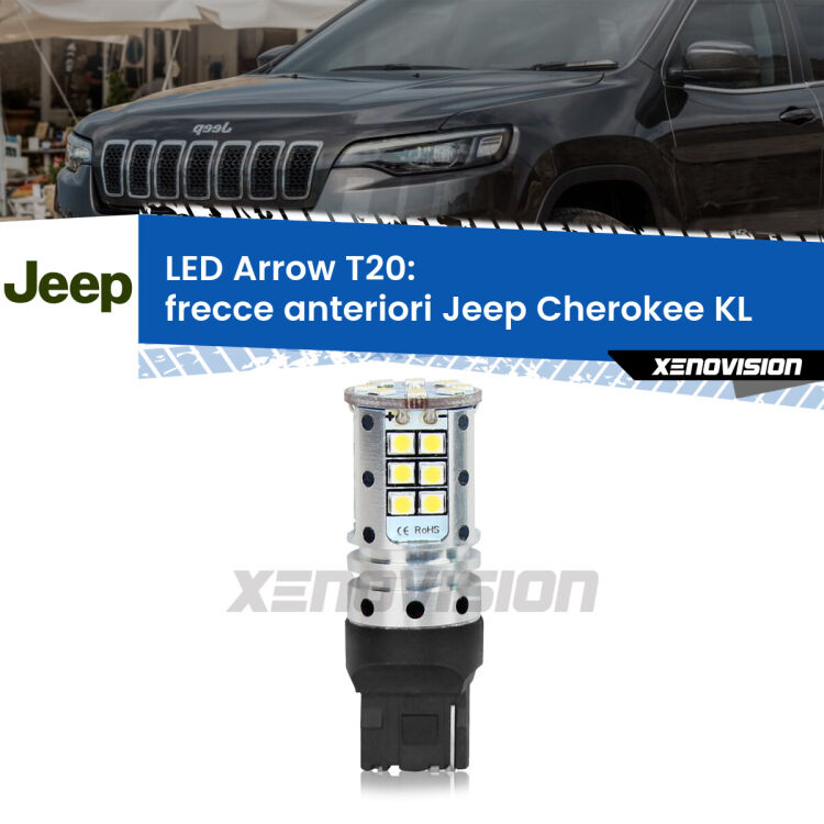 <strong>Frecce Anteriori LED no-spie per Jeep Cherokee</strong> KL 2014 in poi. Lampada <strong>T20</strong> no Hyperflash modello Arrow.
