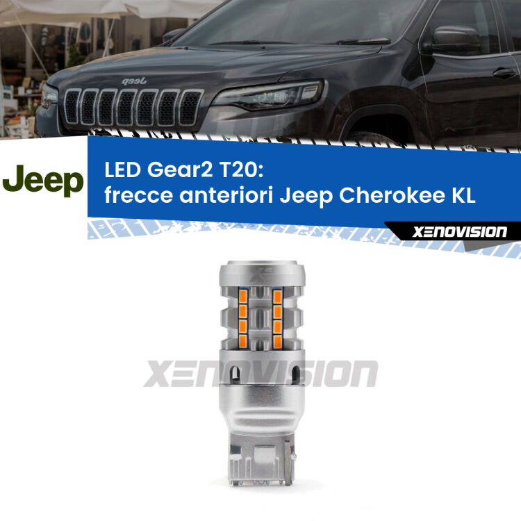 <strong>Frecce Anteriori LED no-spie per Jeep Cherokee</strong> KL 2014 in poi. Lampada <strong>T20</strong> modello Gear2 no Hyperflash.