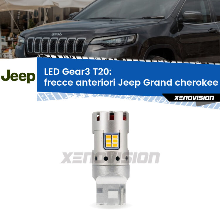 <strong>Frecce Anteriori LED no-spie per Jeep Grand cherokee IV</strong> WK2 2011 - 2013. Lampada <strong>T20</strong> modello Gear3 no Hyperflash, raffreddata a ventola.