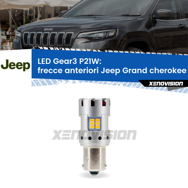 <strong>Frecce Anteriori LED no-spie per Jeep Grand cherokee  </strong> ZJ 1993 - 1998. Lampada <strong>P21W</strong> modello Gear3 no Hyperflash, raffreddata a ventola.