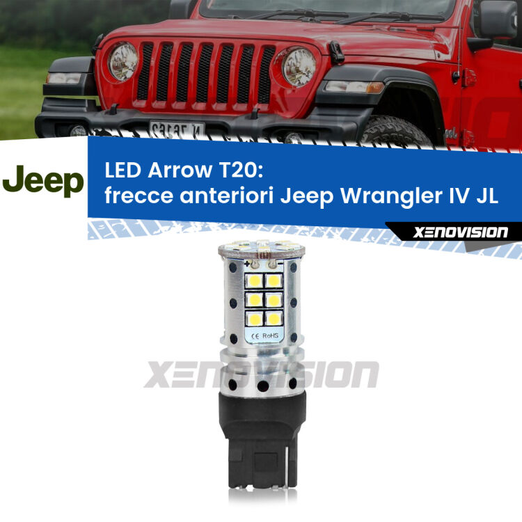 <strong>Frecce Anteriori LED no-spie per Jeep Wrangler IV</strong> JL 2017 in poi. Lampada <strong>T20</strong> no Hyperflash modello Arrow.