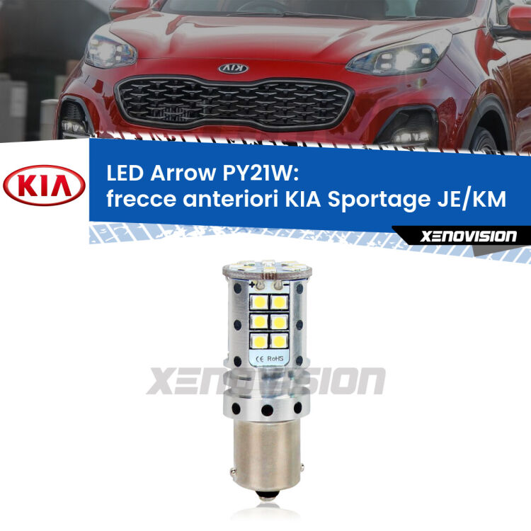 <strong>Frecce Anteriori LED no-spie per KIA Sportage</strong> JE/KM 2004 - 2009. Lampada <strong>PY21W</strong> modello top di gamma Arrow.