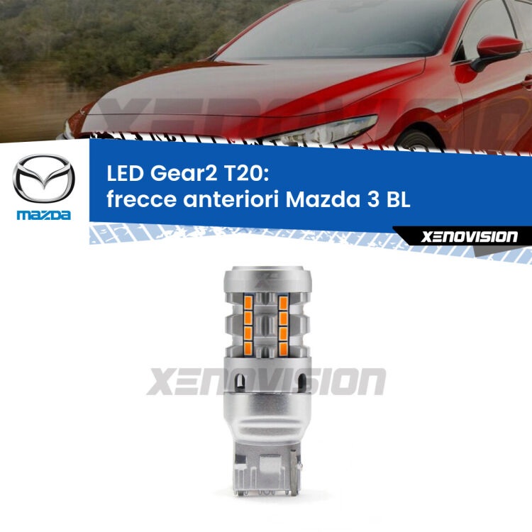 <strong>Frecce Anteriori LED no-spie per Mazda 3</strong> BL 2008 - 2014. Lampada <strong>T20</strong> modello Gear2 no Hyperflash.