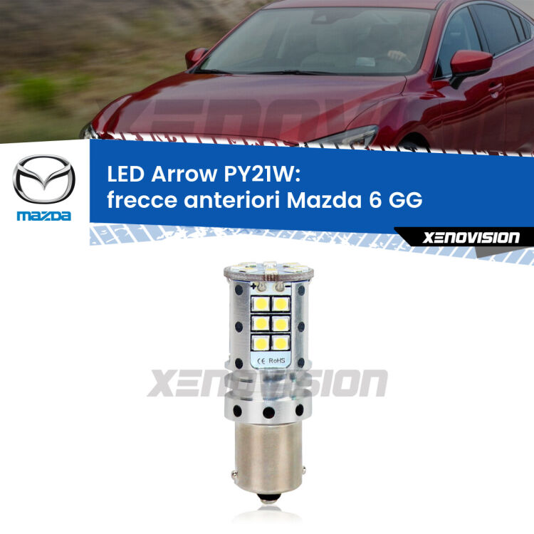 <strong>Frecce Anteriori LED no-spie per Mazda 6</strong> GG 2002 - 2007. Lampada <strong>PY21W</strong> modello top di gamma Arrow.