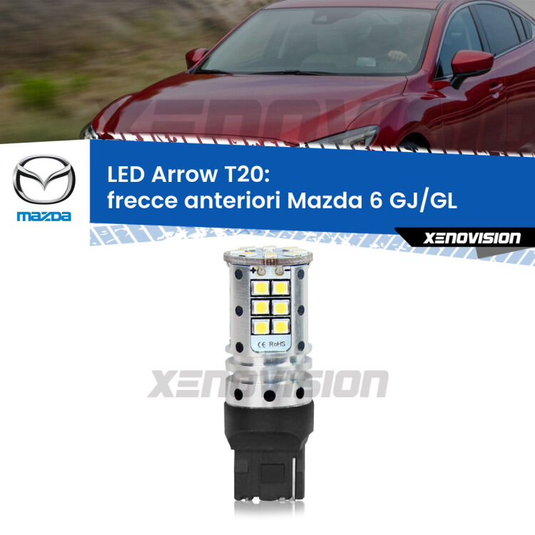 <strong>Frecce Anteriori LED no-spie per Mazda 6</strong> GJ/GL 2012 in poi. Lampada <strong>T20</strong> no Hyperflash modello Arrow.