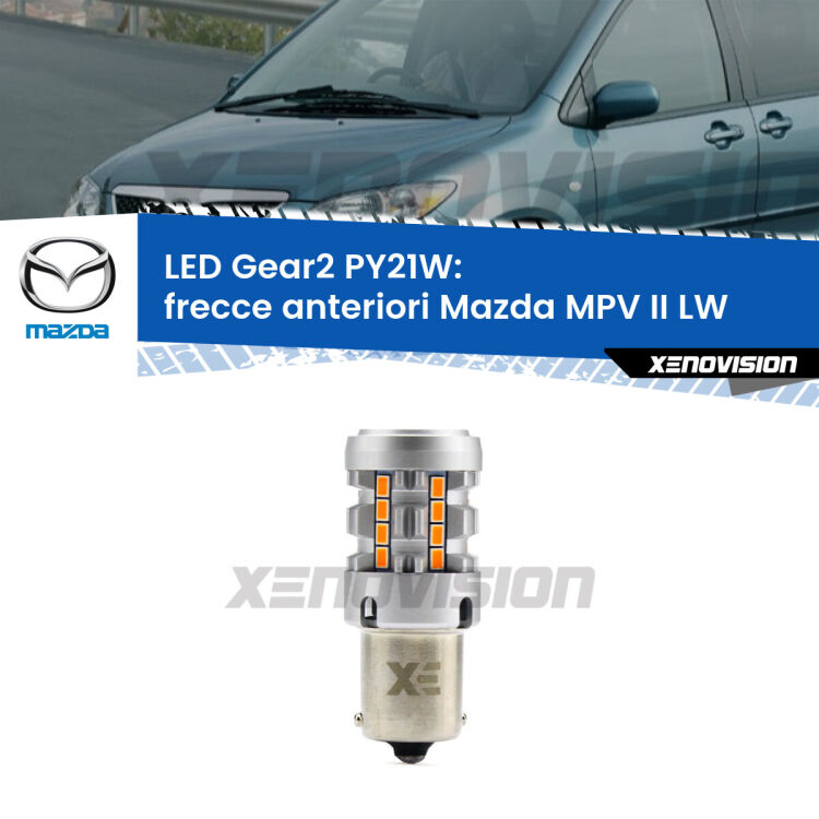 <strong>Frecce Anteriori LED no-spie per Mazda MPV II</strong> LW faro bianco. Lampada <strong>PY21W</strong> modello Gear2 no Hyperflash.