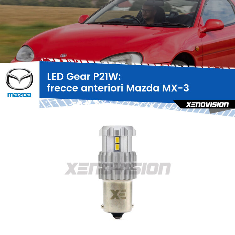 <strong>LED P21W per </strong><strong>Frecce Anteriori Mazda MX-3  1991 - 1998</strong><strong>. </strong>Richiede resistenze per eliminare lampeggio rapido, 3x più luce, compatta. Top Quality.

<strong>Frecce Anteriori LED per Mazda MX-3</strong>  1991 - 1998. Lampada <strong>P21W</strong>. Usa delle resistenze per eliminare lampeggio rapido.