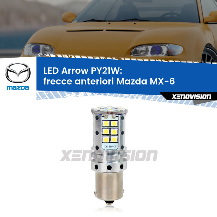 <strong>Frecce Anteriori LED no-spie per Mazda MX-6</strong>  1992 - 1997. Lampada <strong>PY21W</strong> modello top di gamma Arrow.