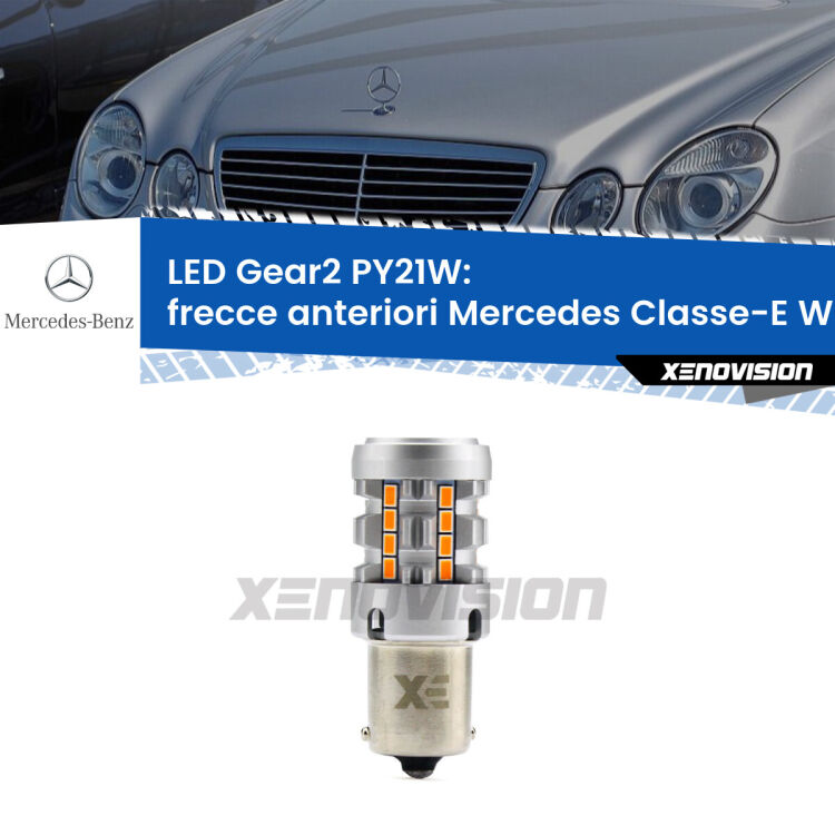 <strong>Frecce Anteriori LED no-spie per Mercedes Classe-E</strong> W211 2002 - 2009. Lampada <strong>PY21W</strong> modello Gear2 no Hyperflash.