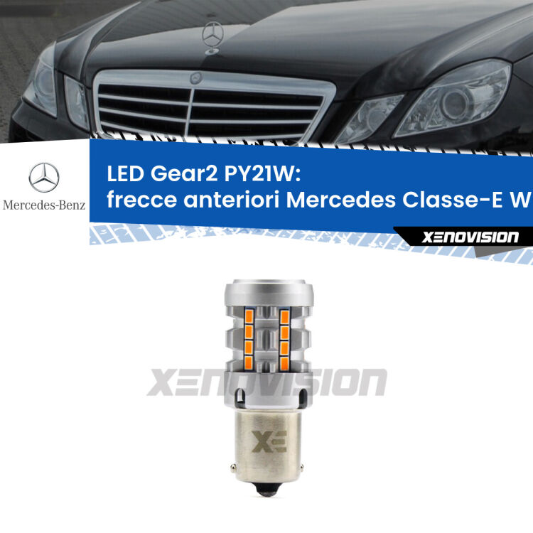 <strong>Frecce Anteriori LED no-spie per Mercedes Classe-E</strong> W212 2009 - 2016. Lampada <strong>PY21W</strong> modello Gear2 no Hyperflash.