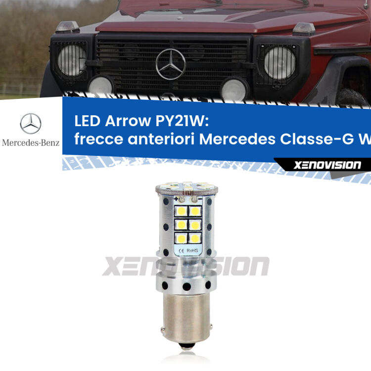 <strong>Frecce Anteriori LED no-spie per Mercedes Classe-G</strong> W461 faro bianco. Lampada <strong>PY21W</strong> modello top di gamma Arrow.