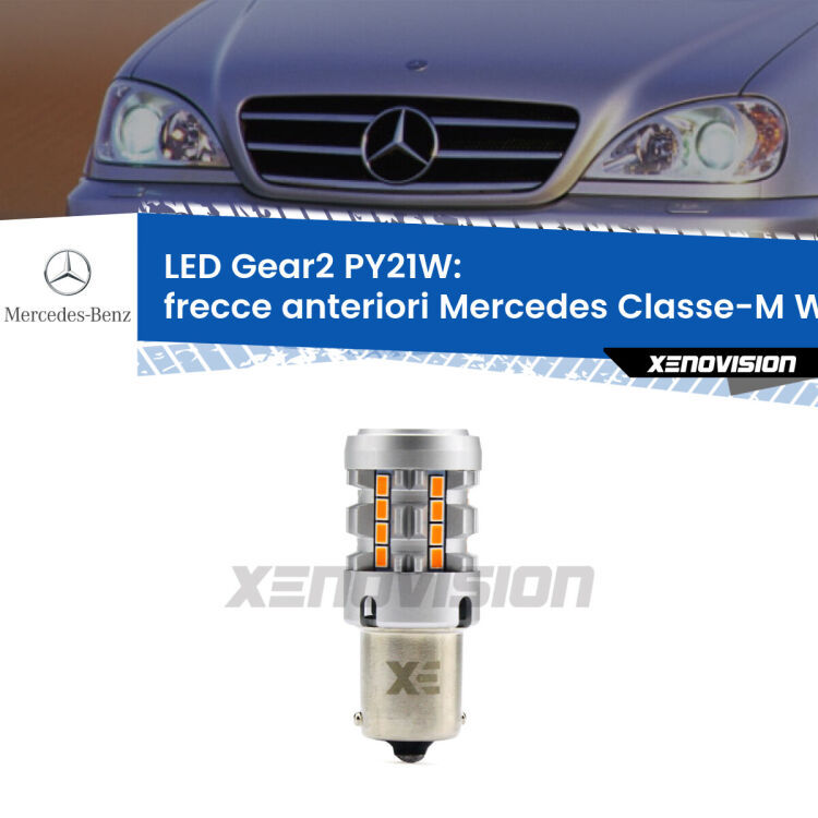 <strong>Frecce Anteriori LED no-spie per Mercedes Classe-M</strong> W163 1998 - 2005. Lampada <strong>PY21W</strong> modello Gear2 no Hyperflash.