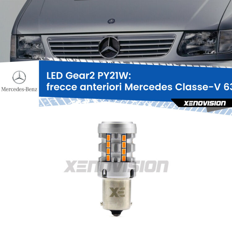 <strong>Frecce Anteriori LED no-spie per Mercedes Classe-V</strong> 638/2 1996 - 2003. Lampada <strong>PY21W</strong> modello Gear2 no Hyperflash.