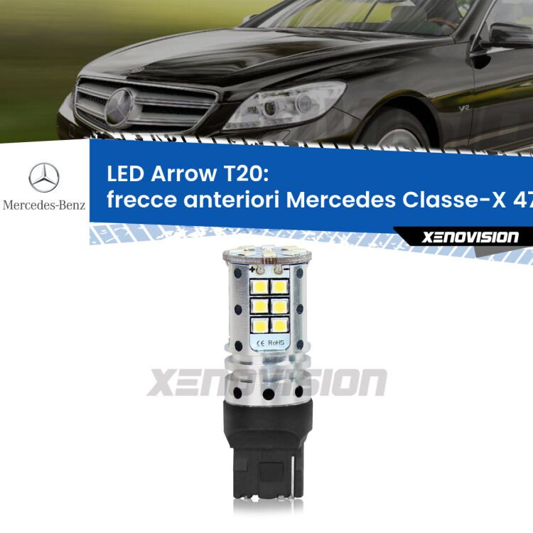 <strong>Frecce Anteriori LED no-spie per Mercedes Classe-X</strong> 470 2017 in poi. Lampada <strong>T20</strong> no Hyperflash modello Arrow.