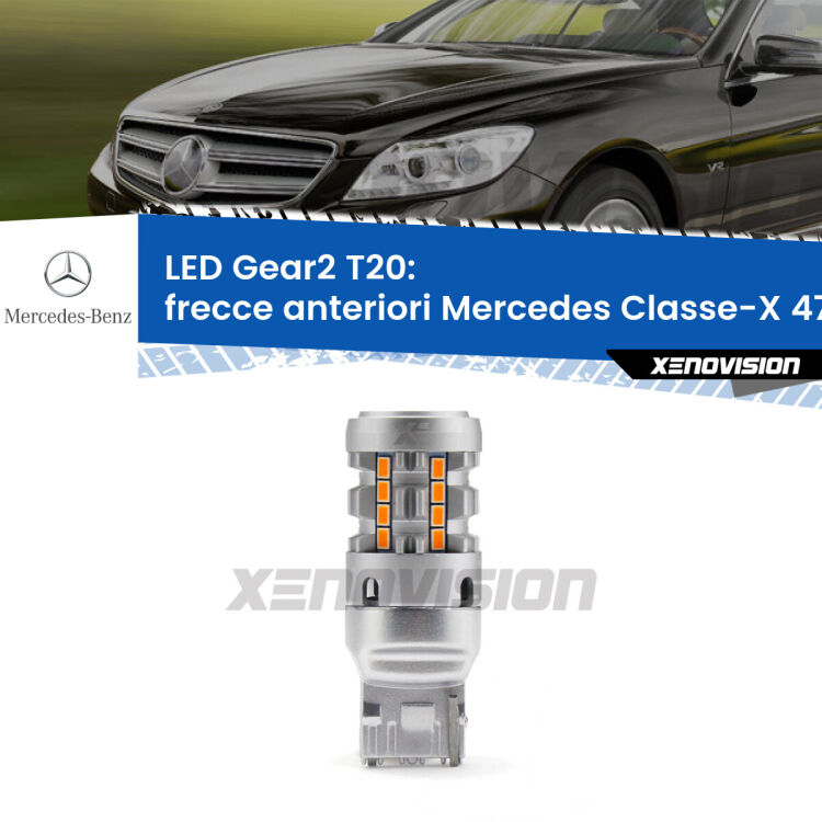 <strong>Frecce Anteriori LED no-spie per Mercedes Classe-X</strong> 470 2017 in poi. Lampada <strong>T20</strong> modello Gear2 no Hyperflash.