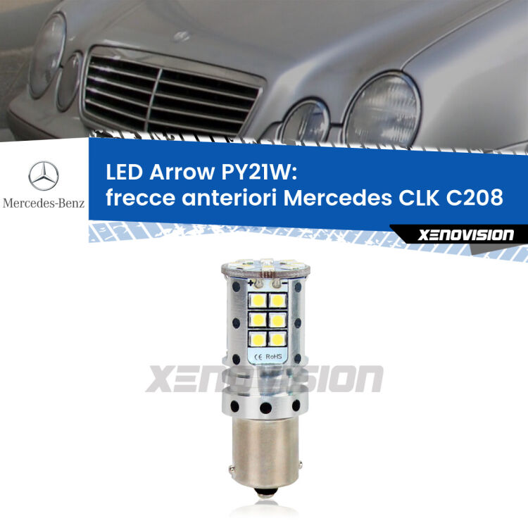 <strong>Frecce Anteriori LED no-spie per Mercedes CLK</strong> C208 1997 - 2002. Lampada <strong>PY21W</strong> modello top di gamma Arrow.