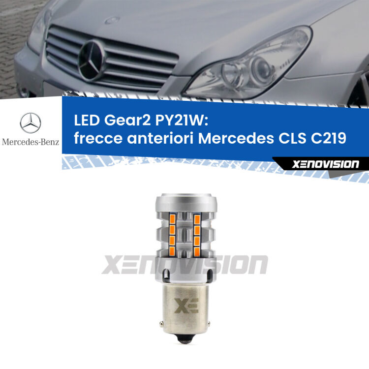 <strong>Frecce Anteriori LED no-spie per Mercedes CLS</strong> C219 2004 - 2010. Lampada <strong>PY21W</strong> modello Gear2 no Hyperflash.