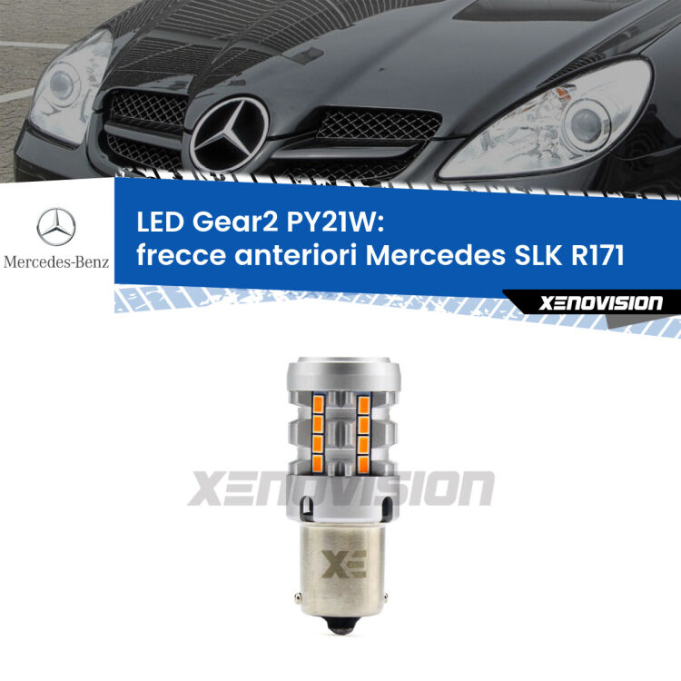 <strong>Frecce Anteriori LED no-spie per Mercedes SLK</strong> R171 2004 - 2011. Lampada <strong>PY21W</strong> modello Gear2 no Hyperflash.