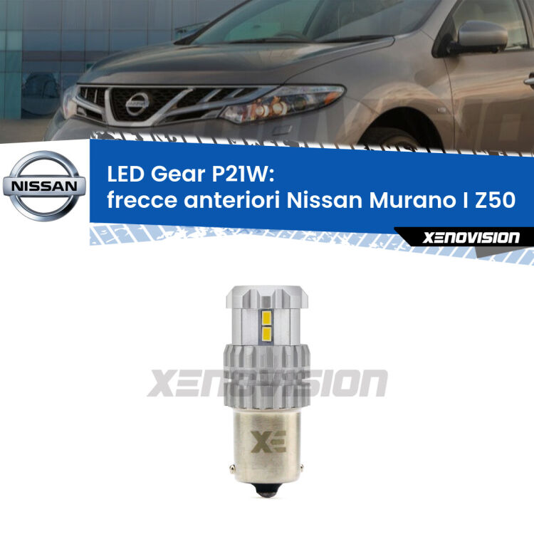 <strong>LED P21W per </strong><strong>Frecce Anteriori Nissan Murano I (Z50) 2003 - 2008</strong><strong>. </strong>Richiede resistenze per eliminare lampeggio rapido, 3x più luce, compatta. Top Quality.

<strong>Frecce Anteriori LED per Nissan Murano I</strong> Z50 2003 - 2008. Lampada <strong>P21W</strong>. Usa delle resistenze per eliminare lampeggio rapido.