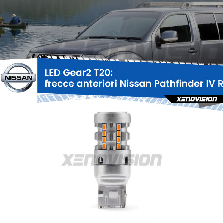 <strong>Frecce Anteriori LED no-spie per Nissan Pathfinder IV</strong> R52 2012 in poi. Lampada <strong>T20</strong> modello Gear2 no Hyperflash.