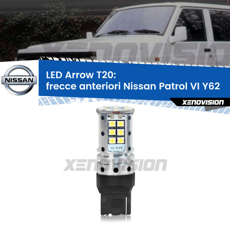<strong>Frecce Anteriori LED no-spie per Nissan Patrol VI</strong> Y62 2010 in poi. Lampada <strong>T20</strong> no Hyperflash modello Arrow.