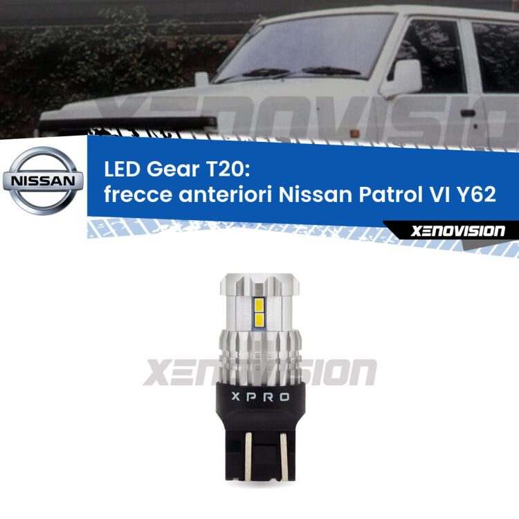<strong>Frecce Anteriori LED per Nissan Patrol VI</strong> Y62 2010 in poi. Lampada <strong>T20</strong> modello Gear1, non canbus.