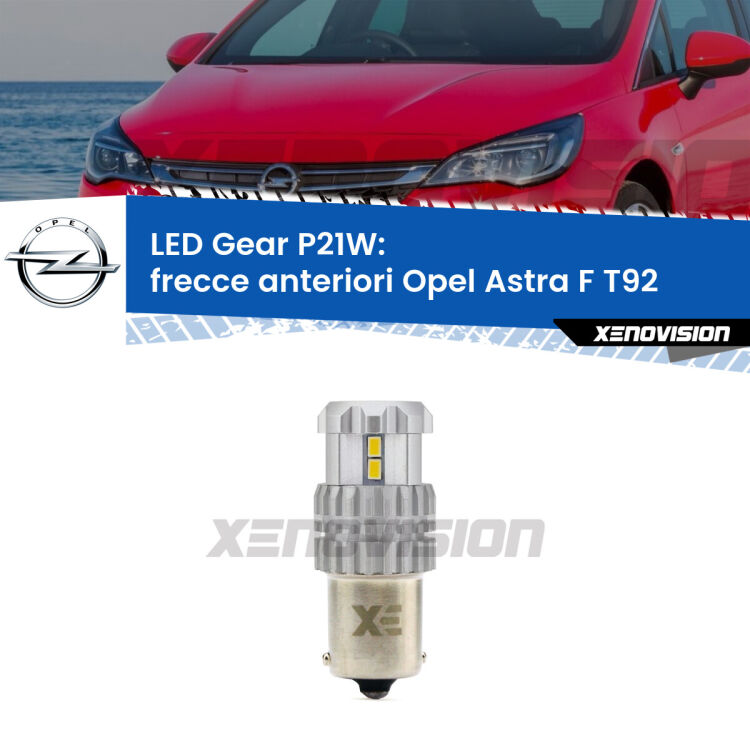 <strong>LED P21W per </strong><strong>Frecce Anteriori Opel Astra F (T92) 1991 - 1996</strong><strong>. </strong>Richiede resistenze per eliminare lampeggio rapido, 3x più luce, compatta. Top Quality.

<strong>Frecce Anteriori LED per Opel Astra F</strong> T92 1991 - 1996. Lampada <strong>P21W</strong>. Usa delle resistenze per eliminare lampeggio rapido.