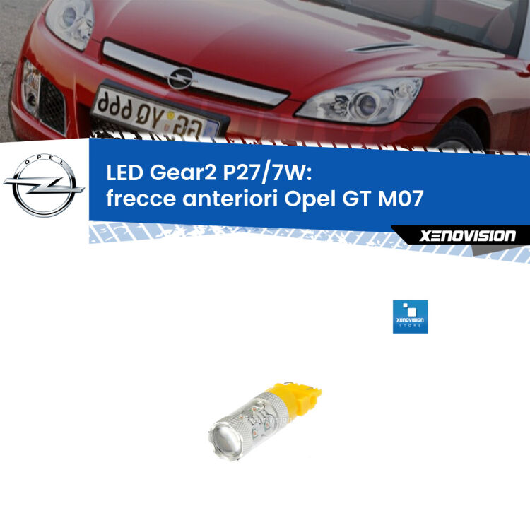 <strong>Frecce Anteriori LED per Opel GT</strong> M07 faro giallo. Lampada <strong>P27/7W</strong> non canbus.