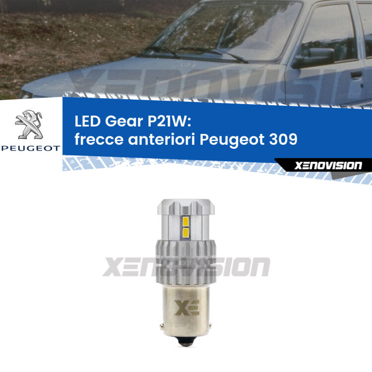 <strong>LED P21W per </strong><strong>Frecce Anteriori Peugeot 309  1989 - 1993</strong><strong>. </strong>Richiede resistenze per eliminare lampeggio rapido, 3x più luce, compatta. Top Quality.

<strong>Frecce Anteriori LED per Peugeot 309</strong>  1989 - 1993. Lampada <strong>P21W</strong>. Usa delle resistenze per eliminare lampeggio rapido.