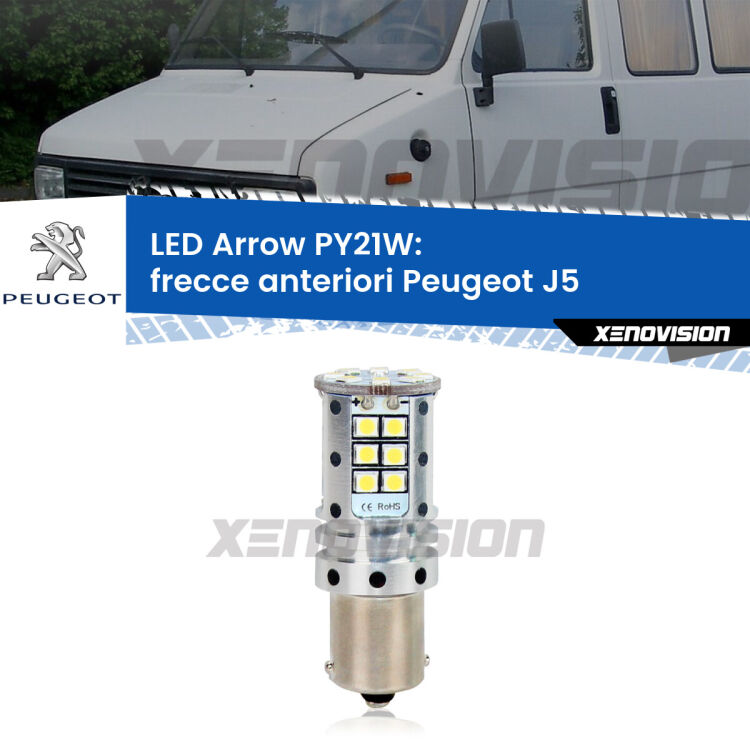 <strong>Frecce Anteriori LED no-spie per Peugeot J5</strong>  1990 - 1994. Lampada <strong>PY21W</strong> modello top di gamma Arrow.