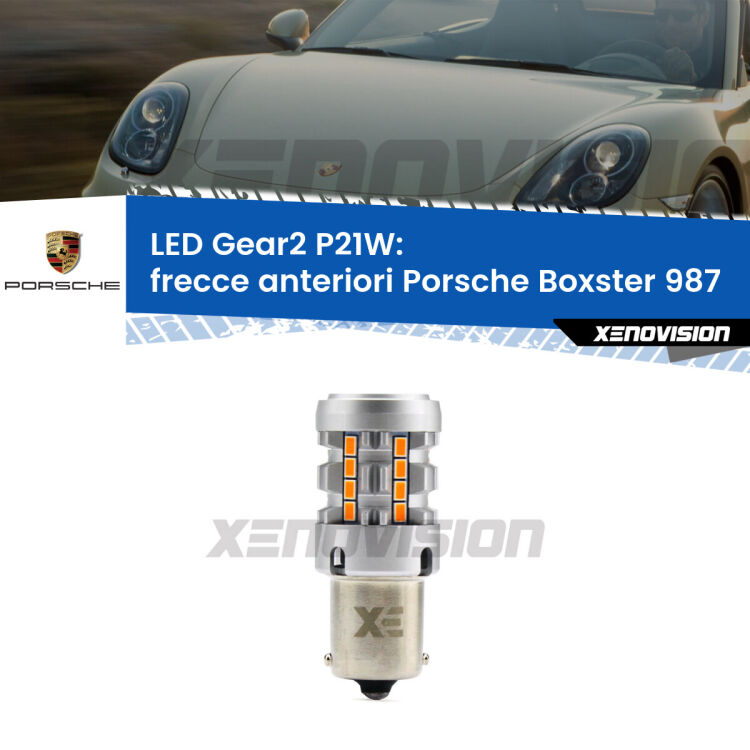 <strong>Frecce Anteriori LED no-spie per Porsche Boxster</strong> 987 2004 - 2008. Lampada <strong>P21W</strong> modello Gear2 no Hyperflash.