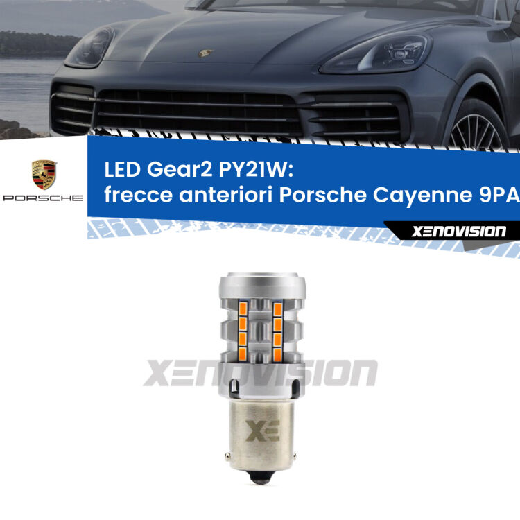 <strong>Frecce Anteriori LED no-spie per Porsche Cayenne</strong> 9PA 2002 - 2010. Lampada <strong>PY21W</strong> modello Gear2 no Hyperflash.