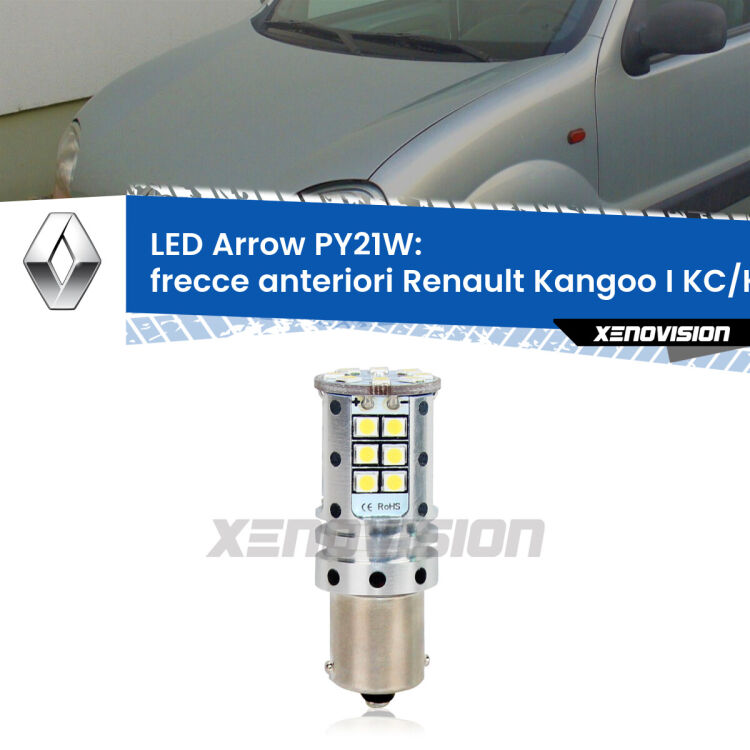 <strong>Frecce Anteriori LED no-spie per Renault Kangoo I</strong> KC/KC faro bianco. Lampada <strong>PY21W</strong> modello top di gamma Arrow.